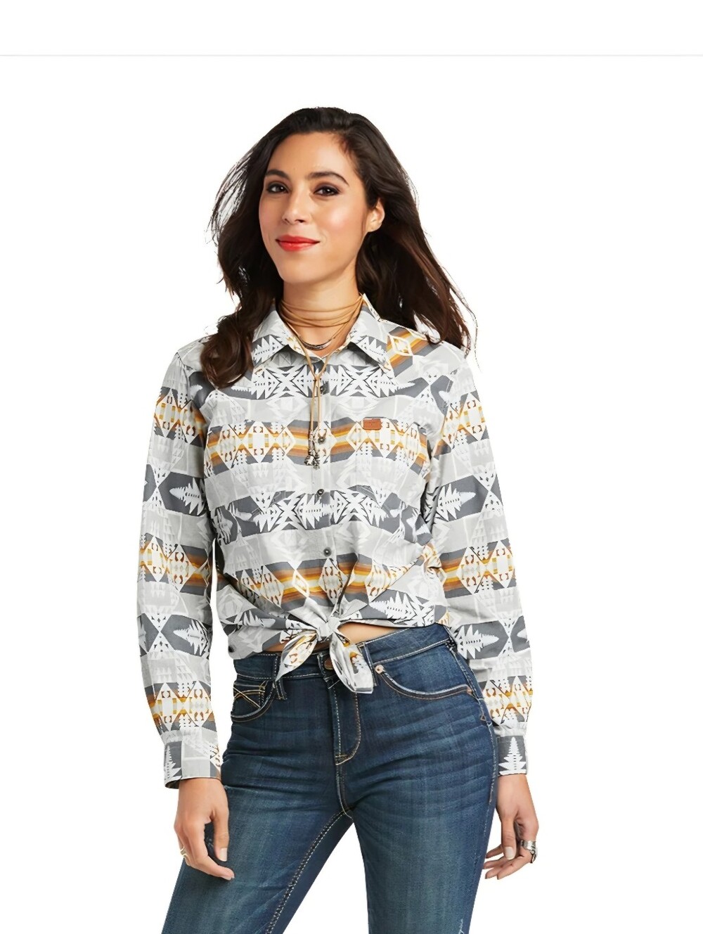 NWOT Womens SZ LG Ariat Pendelton Lng Slv Blouse Billie Jean